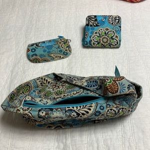 Vera Bradley quilted handbag with two matching wallets